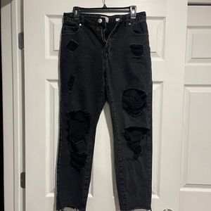 cotton on distressed black high jeans